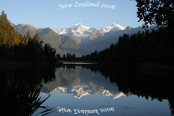 Aftenudsigt over Lake Matheson, NZ